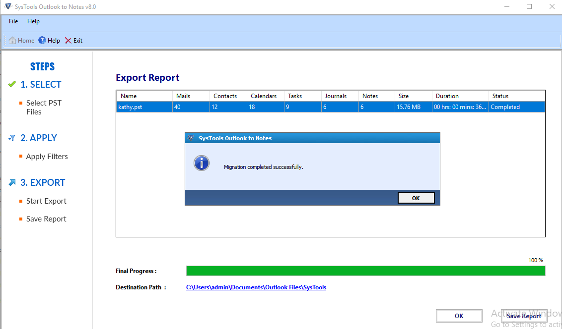 Export PST to NSF